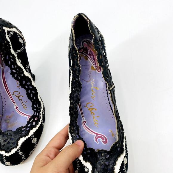 Irregular Choice Size 36 EU Black White leather eyelet Heels - Picture 7 of 9